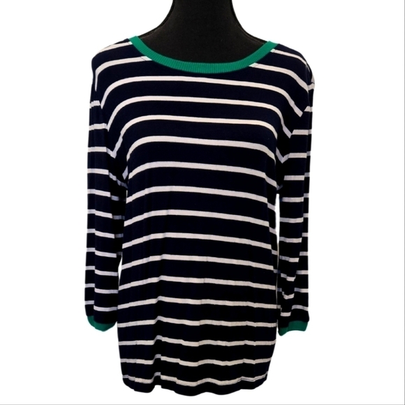 Lemon Tart Long sleeve Navy Striped Shirt Size Large - Picture 1 of 5